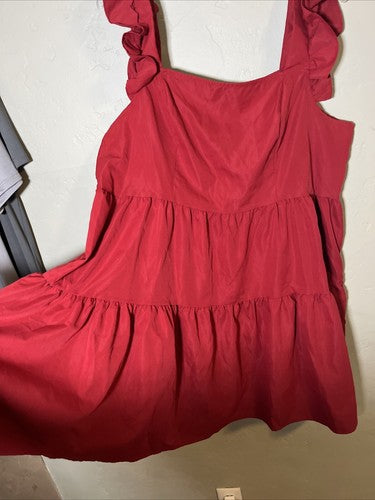 SHEIN Curve Plus Women's 3X 3XL  Sleeveless Red Dress Mini Flowy Ruffle