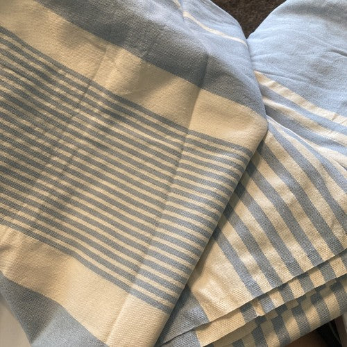 NEW Turkish Beach Towel Soltako Geneve XXL 8X Blue White Stripe 78âx 40â Sauna