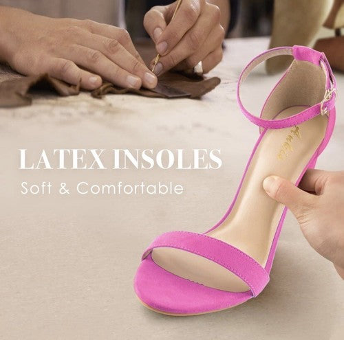 Ankis Pink Heels Size 6.5 Women Open Toe Ankle Strap Chunky 2.75" Heel Sandals
