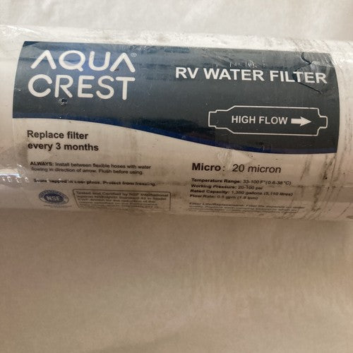 AQUA CREST RV Inline Water Filter Reduces Chlorine Bad Taste odor for RVs 20 Mic