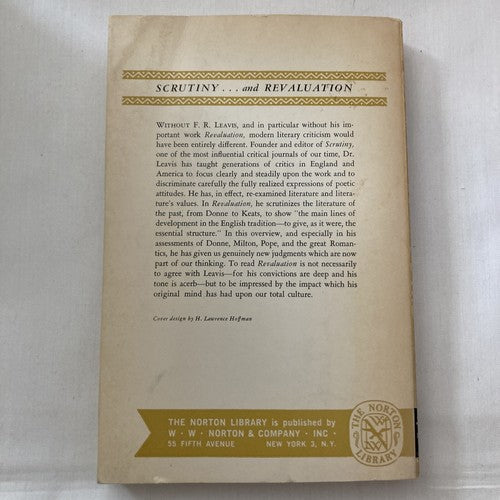 BOOK: REVALUATION Tradition & Development In English Poetry F.R. Leavis