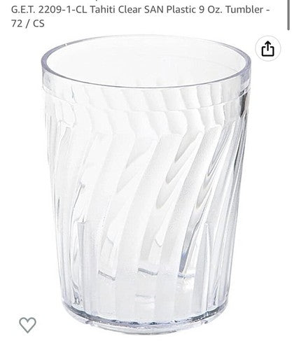 12-Pack Tahiti Clear Heavy Duty Plastic 9 Oz. Tumbler Cups re-useable Party Kids