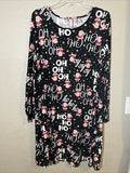 Christmas Women's Dress Holiday Santa Plus Size 2X 3X Tag Removed Black White