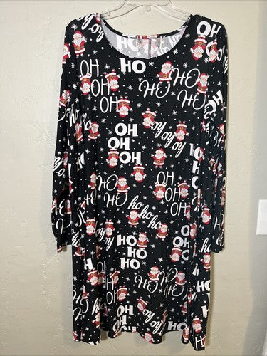 Christmas Women's Dress Holiday Santa Plus Size 2X 3X Tag Removed Black White