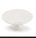 DEMDACO Treat Yourself Classic White 9 Inch Stoneware Pedestal Cake Stand
