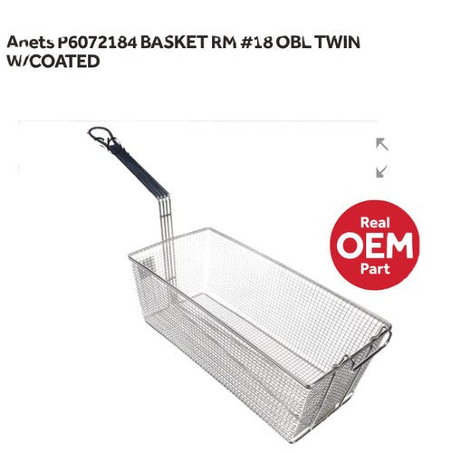 Anets Fryer Basket Rm #18 Obl Twin W/Coated P6072184 Geniune OEM Restaurant fast