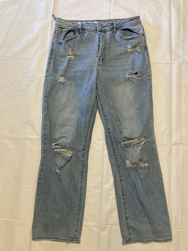 SONG Womenâs Flare Jeans Light Wash Casual 90's Boyfriend Denim Pants 13/31