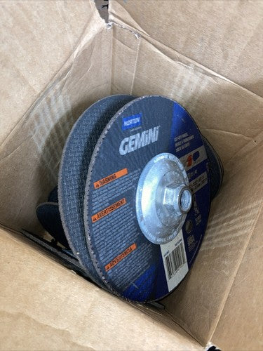 QTY: 10 NORTON Gemini GRINDER Wheel Cut-Off Wheels T27 7 x 3/32 x 5/8-11 Grit24