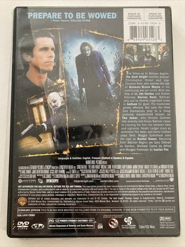 BRAND NEW DVDð The Dark Knight 2008 Batman DC Heath Ledger Joker Christian Bale
