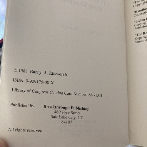 BOOK: Living in Love with Yourself by Barry A.  Ellsworth Vintage 1988 Salt Lake