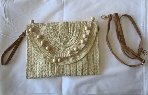 Straw Clutch Handbag Summer Beach Straw Purse Women Woven Envelope Bag Beige