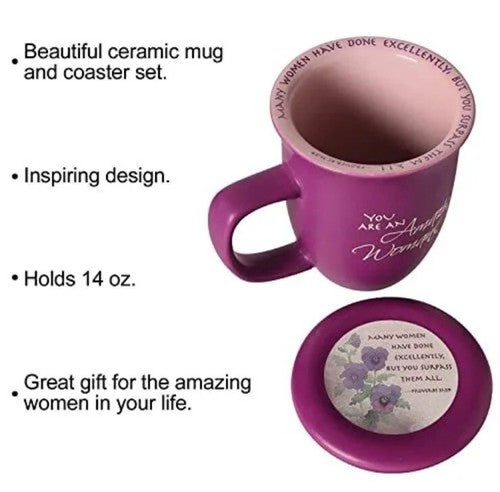 NEW Amazing Woman 14Oz Mug And Coaster/lid Ceramic Large Coffee Or Tea Cup Dusky