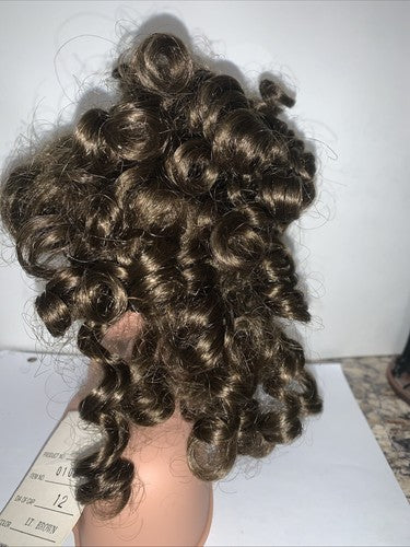 NEW Dollspart Doll Wig Braid Curly Size 12 Light Brown Bangs Ringlets 01026