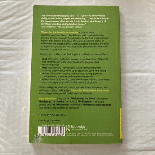BOOK: Philosophy: The Essential Study Guide Paperback Nigel Warburton Class