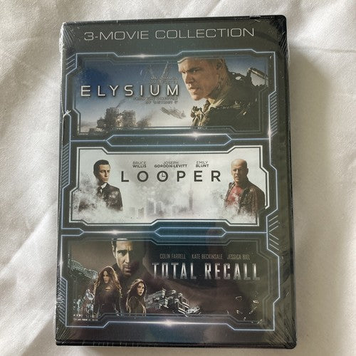 BRAND NEW Elysium / Looper / Total Recall DVD 3-movie Collection Damon Willis