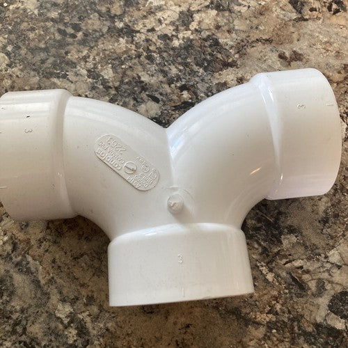 Canplas 192263 PVC DWV 3 Double Bend Y 2263 White Pipe Tube Connect 3â