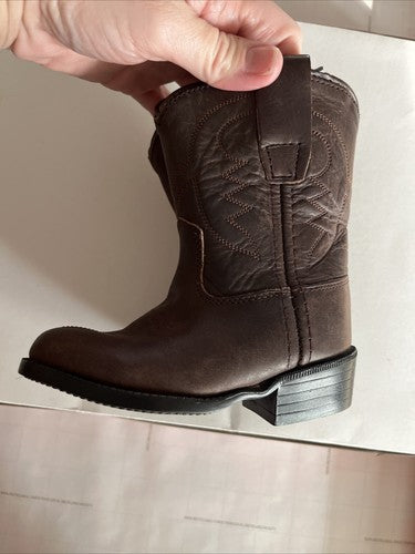 Old West Size 4 3151 040 Pull On Leather Cowboy Boots Toddler Western Tan Unisex