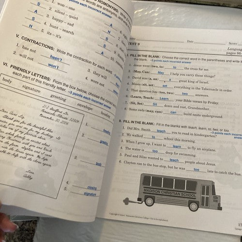 BOOK: ABEKA 3 Test Key LANGUAGE 3 TESTS Third Grade A Beka Teacher