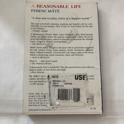BOOK: A Reasonable Life (Paperback) by Ferenc Mate Philosophy Happiness Vision
