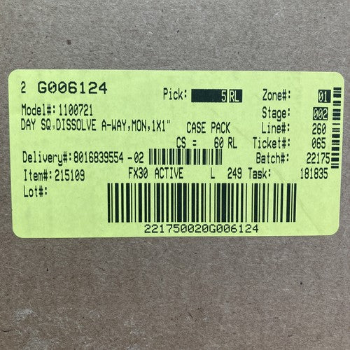 NEW DayMark Day of The Week 1"x 1" Dissolvable Label MONDAY Roll of 500 Stickers