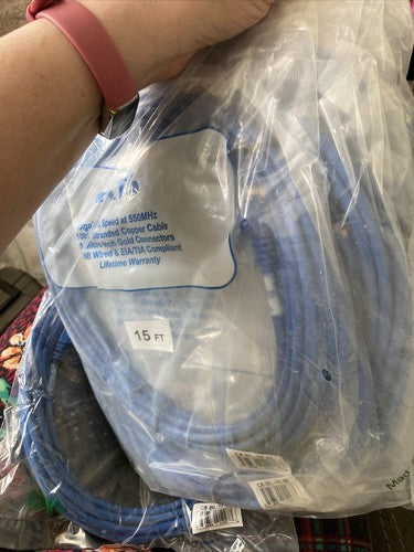 WHOLESALE LOT Of 10 Clearlink 15' Cat 6 Patch Cable p/n C6-BL-15-M blue 15ft 15