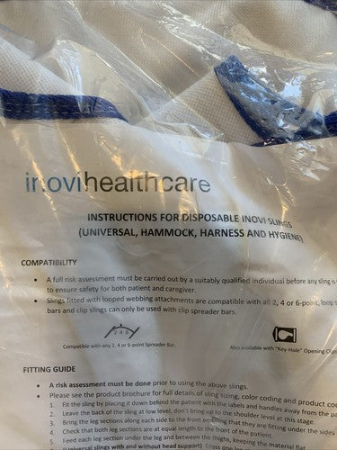 XL Inovi Healthcare Disposable Sling (Universal Hammock Harness & Hygiene) X-LRG