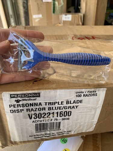 10-Pack NEW Personna Triple Blade Disp Razor Blue/Gray Razors Health Men Shaving