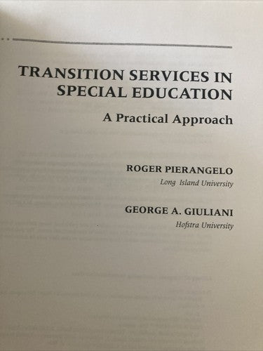 BOOK: Transition Services in Special Education A Practical Approach Giuliani