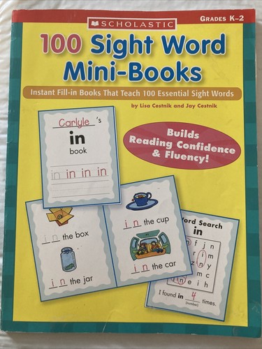 2 BOOK LOT: Kindergarten Math + 100 Sight Word Mini-Books Essential Sight Words
