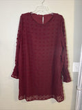 Emery Rose XXL Dress Plus Burgundy Maroon Raised Poof Polka Dot Mini Dress