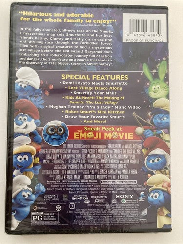 BRAND NEW DVD ~ Smurfs The Lost Village 2017 Demi Lovato Rainn Wilson Animation