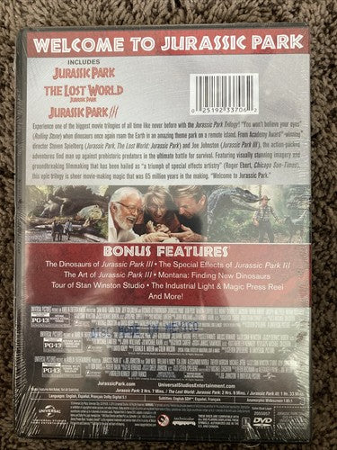 NEW Jurassic Park Trilogy (DVD) The Lost World 3 III Dinosaur Adventure Movie