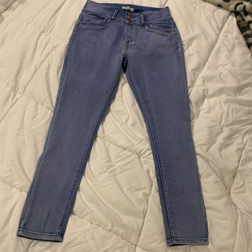 Womens Size 13/14 Light Blue acid LOVE YOU Jeans 3 button high waist CUTE pocket