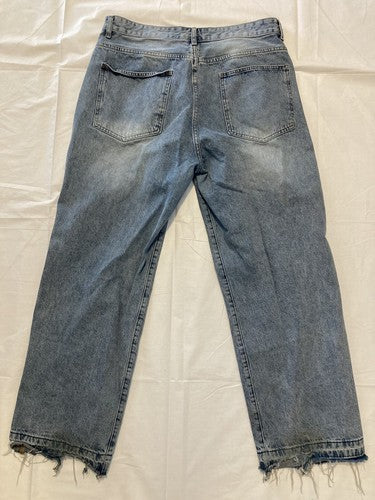 Shein Womenâs size XL 36x32 Distressed Wide Leg Jeans Blue Light Wash Denim