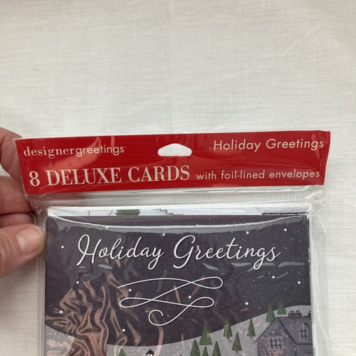 Holiday Greeting Card Pack Of 8 Deluxe Foil Lined Envelopes Christmas Designer