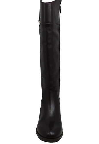 Alfani Womens 6.5 Bexleyy Leather Knee-Hgh Riding Boots Brown leather Wide Calf