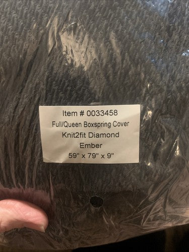 NEW Knit2Fit Full/Queen Box Spring Cover Ember Grey Gray Diamond 59â x 79â x 9â