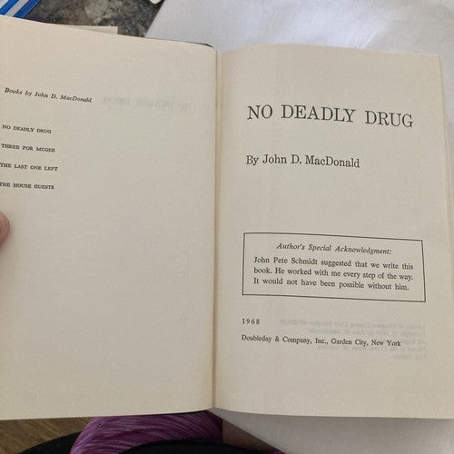 No Deadly Drug, by John D. MacDonald - 1968 - 1st Ed., Vintage Hardcover Book