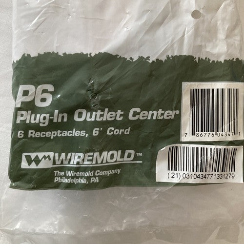 NEW Wiremold Plug-In Outlet Center Unit 6 Outlet Extension Cord Outlet 3 prong