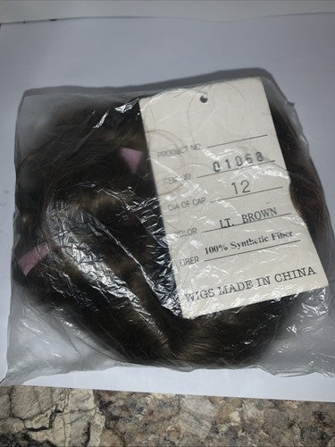 NEW Dollspart Doll Wig Two Ponytails Full Bangs Size 12 Light Brown Synthetic