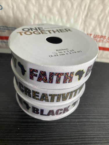 3 Ribbon 7/8â 3 Yard Africa Black History Month One Together Inspirational Faith
