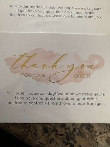 100 Pack 4 x 6 Gold Foil Pink Watercolor Thank You for Your Order Cards for