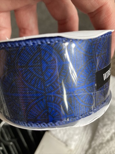 3 Wired Ribbon 1 1/2â 1.5 Inch BLUE Geometric Black History Month One Together