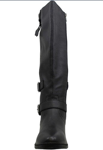 AMERICAN RAG Womenâs Boots 6.5 M Black Strap Zipper Collins Round Toe Leather