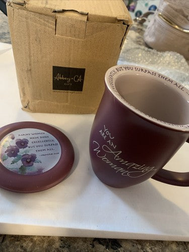 NEW Amazing Woman 14Oz Mug And Coaster/lid Ceramic Large Coffee Or Tea Cup Dusky