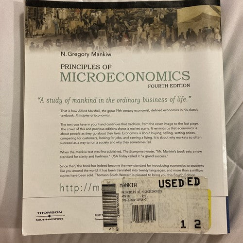 Principles of Microeconomics 4th Edition N. Gregory Mankiw College Book Mankind