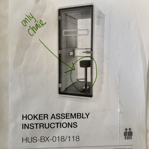 HushPhone REPLACEMENT SEAT Office Phone Booth HUS-BX-018/118 Stool Grey Chair