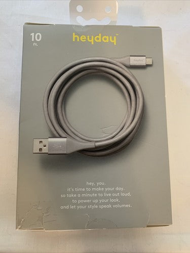 10' Micro-USB to USB-A Round Cable - heydayâ¢ Cool Gray/Silver