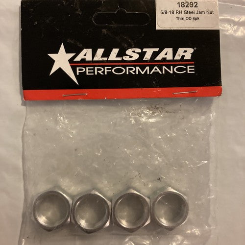 Allstar Performance ALL18292 5/8-18 RH Steel Jam Nuts Thin OD 4pk