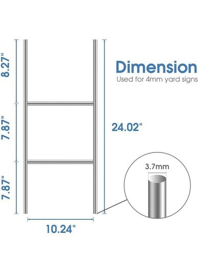 QTY- 5 Heavy Duty Metal H-Stakes Frame Wire Stakes Yard Sign Stake 24"x10"